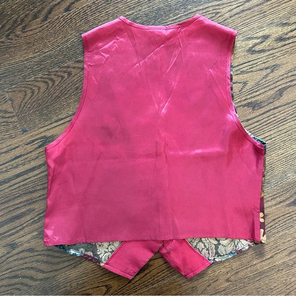 Vintage 80s Ardmore Floral Brocade Vest | Made in USA | Size Medium - Picture 6 of 6